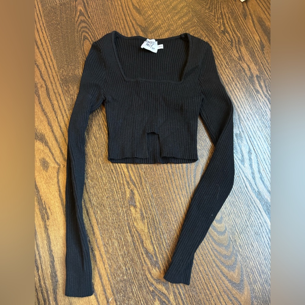 Princess Polly Black Long Sleeve Fitted Crop